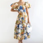 2025Puff Sleeve Beach Bohemian Maxi Dress Women 2025 Summer Off Shoulder Floral Boho Dress Female Chic Elegant Long Dresses - Image 6