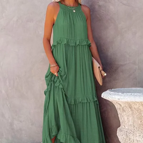 2025 Casual Dress Ruffled Dress Drawstring  Oversize Maxi Dress High Quality Women's Dress Small MOQ - Image 5