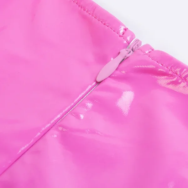 2025 Pink Square Neck Tank Leather Dress 2025 Women's Sexy Sleeved Hip Wrap Dress Wholesale Y2K Popular Women's Clothing - Image 5