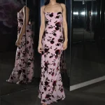 2025  Digital Printing Casual Dresses French Retro Tea Break Manor Style Vibe Romantic Rose Print Hollow Slim Dress Female - Image 3