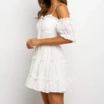 Women Clothing Holiday  Elegent Sexy Dresses for Women Embroidered Hollow Lace Wrapped Pleated Suspenders Dress - Image 3