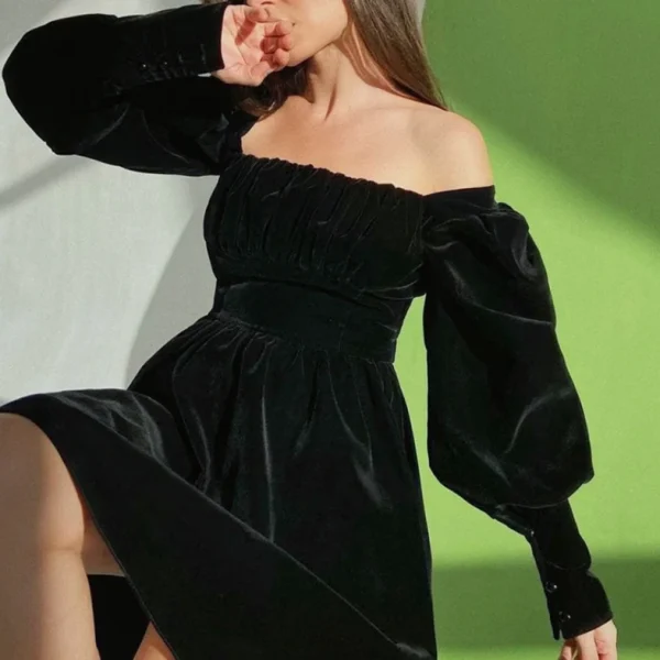 2025 High Quality Y2K Popular Women's Clothing Square Neck Ruffled Dress Women's Dress Small MOQ - Image 4