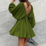 2025 High Quality Y2K Popular Women's Clothing Deep V Neck Oversize Socialite Women's Dress Small MOQ - Image 3