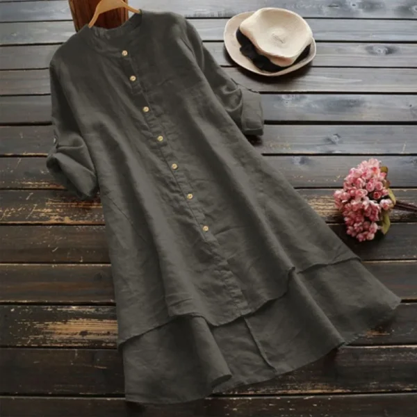 2025 Women Clothing Organic Cotton Linen Dress   Ladies Cotton and Linen Whistles Top Plus Size Blouse Women's Linen Blouse - Image 2