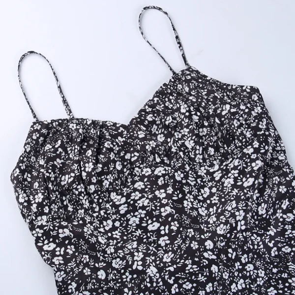 Digital Printing Casual Dresses Summer Fashion Casual Sexy Slim Dress Women Shivering Lotus Leaf Sling Dress Women Casual - Image 4