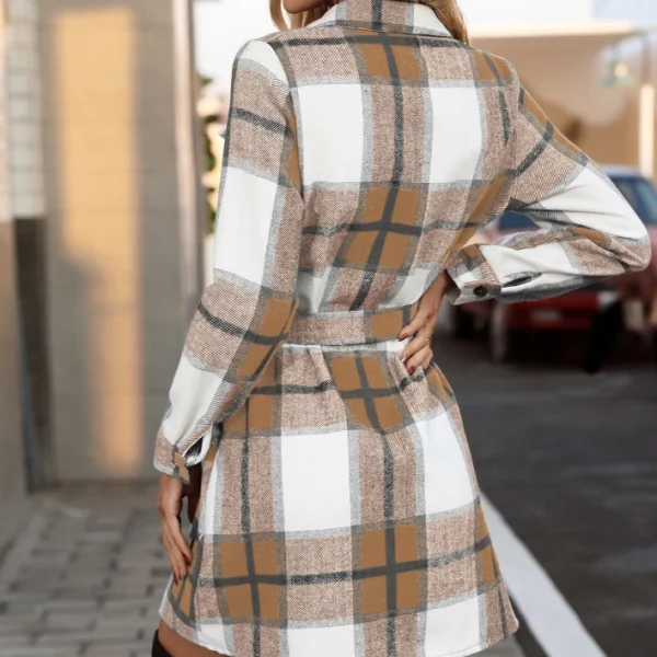 2025 High Quality Casual Dresses-Shirt Dress Long Sleeve Plaid Drawstring Women's Dress Small MOQ - Image 2