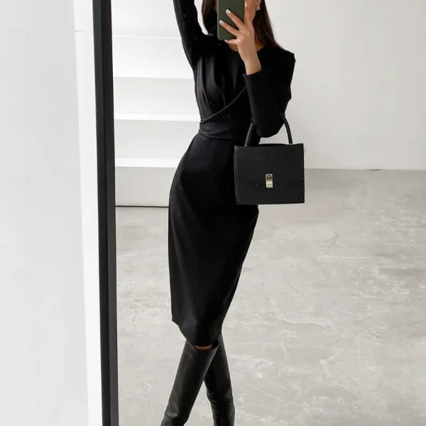 2025 High Quality Popular Women's Clothing Socialite Long Sleeve Body Con Women's Dress Small MOQ - Image 2