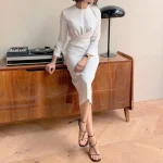 2025 High Quality Popular Women's Clothing Socialite Long Sleeve Body Con Women's Dress Small MOQ - Image 3