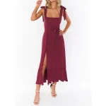 2025 Women Clothing Organic Cotton Drawstring A-Line Maxi Dress High Quality Women's Dress Small MOQ - Image 6