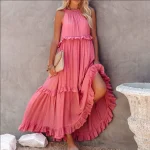 2025 Casual Dress Ruffled Dress Drawstring  Oversize Maxi Dress High Quality Women's Dress Small MOQ - Image 2