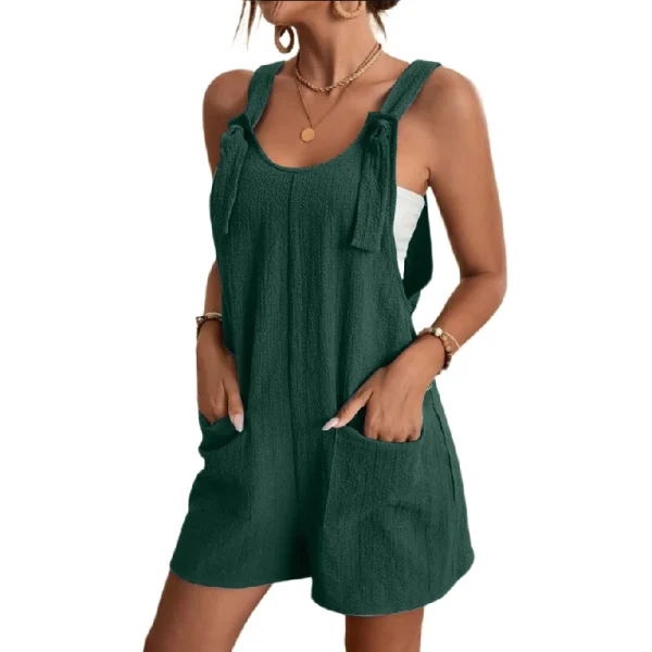 2025 Women Clothing Organic Cotton Jumpsuits Overalls Pockets  Casual Shorts Jumpsuit Small  MOQ - Image 5