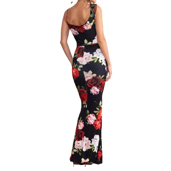 2025 Women Sleeveless Floral Dress High Waist Backless Elegant Maxi Dress Evening Party Bodycon Dresses Womens - Image 2