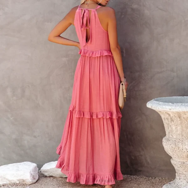 2025 Casual Dress Ruffled Dress Drawstring  Oversize Maxi Dress High Quality Women's Dress Small MOQ - Image 6